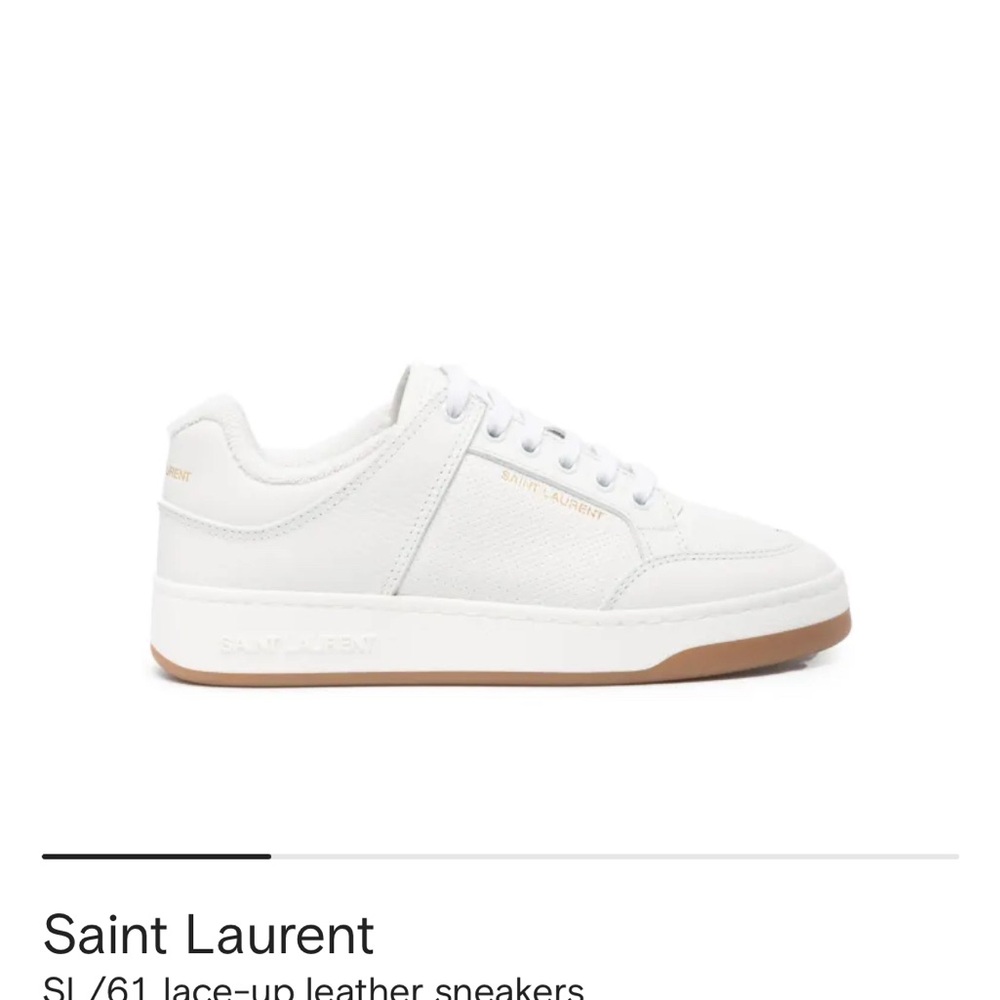 Saint Laurent White Leather Lace-Up Sneakers